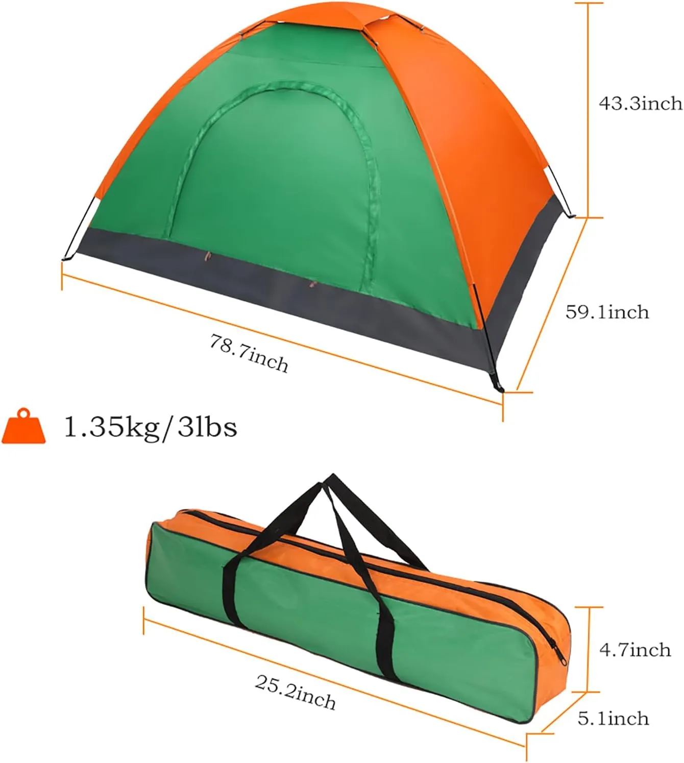 1 Person Patio Dome Tent, All-Weather Camping Tent, Easy Setup Portable Outdoor Tents with Dual-Way Zip and Carrying Bag, Windproof & Waterproof Heavy Duty Tents for Beach Hiking Travel,