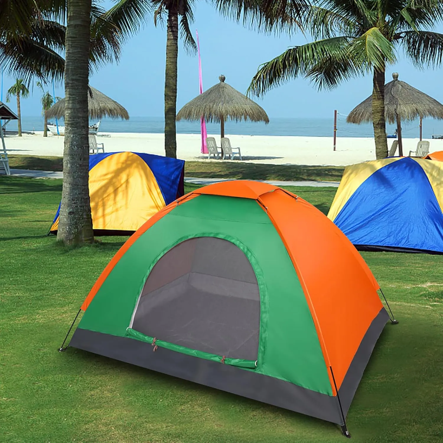 1 Person Patio Dome Tent, All-Weather Camping Tent, Easy Setup Portable Outdoor Tents with Dual-Way Zip and Carrying Bag, Windproof & Waterproof Heavy Duty Tents for Beach Hiking Travel,