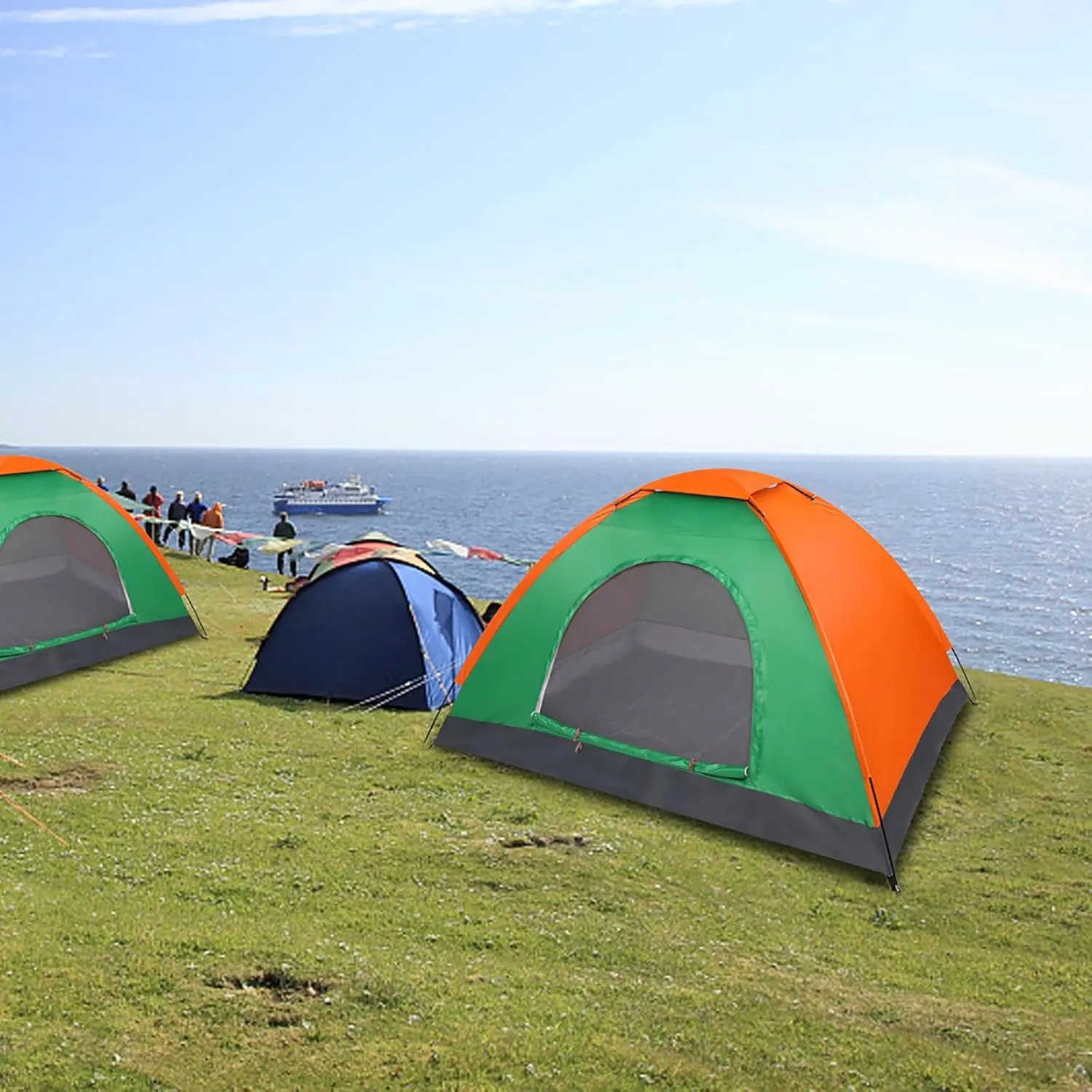 1 Person Patio Dome Tent, All-Weather Camping Tent, Easy Setup Portable Outdoor Tents with Dual-Way Zip and Carrying Bag, Windproof & Waterproof Heavy Duty Tents for Beach Hiking Travel,