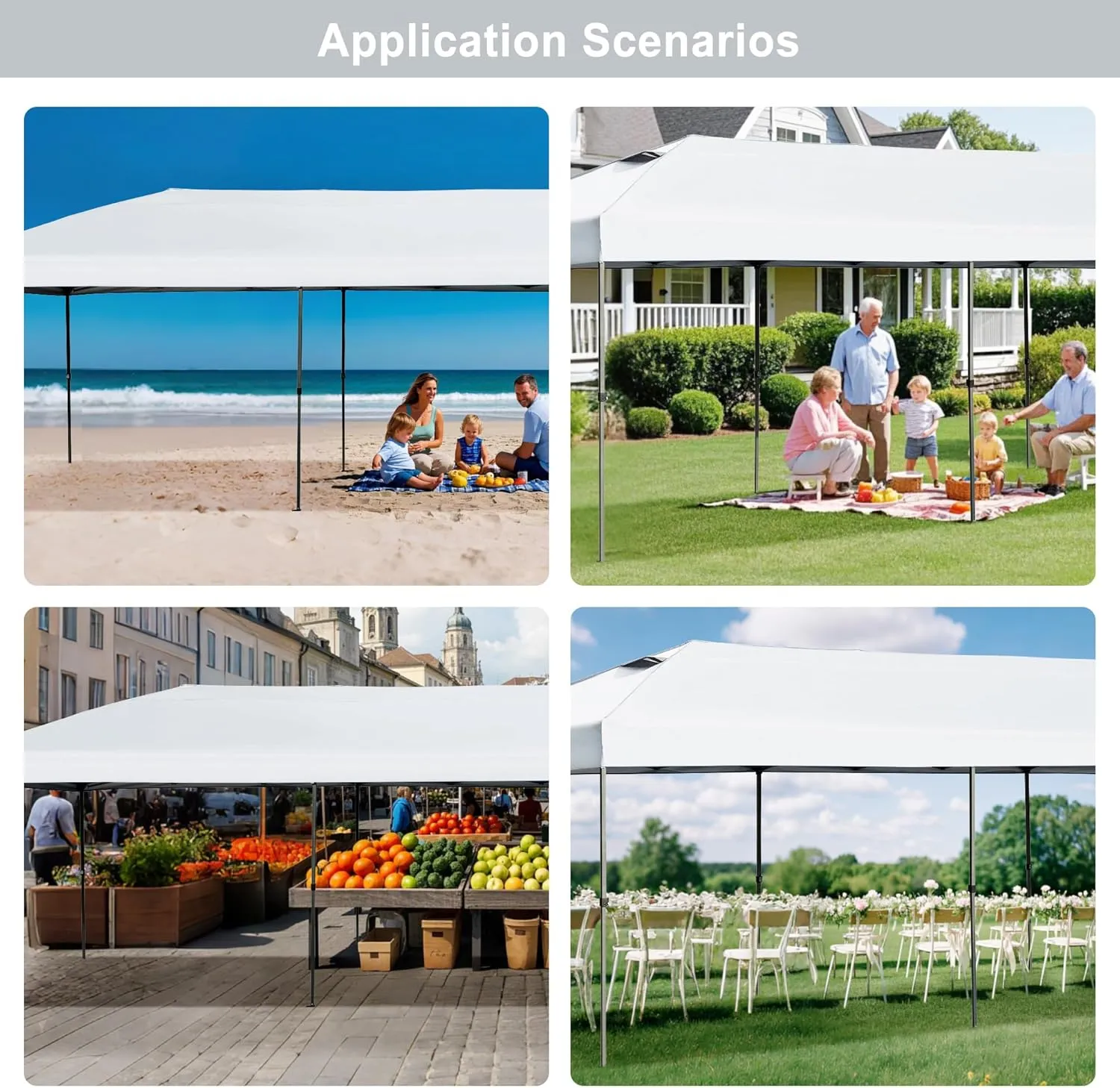 10x30 Pop Up Canopy with Sidewalls, Heavy Duty Outdoor Party Tent with Wheeled Bag, for Patio,Wedding, Backyard White