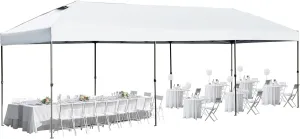 10x30 Pop Up Canopy with Sidewalls, Heavy Duty Outdoor Party Tent with Wheeled Bag, for Patio,Wedding, Backyard White