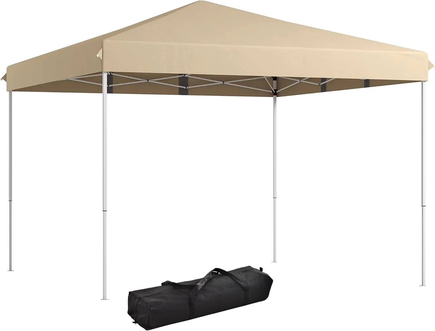 13' x 13' Pop Up Canopy Tent, Instant Sun Shelter, Tents for Parties, Height Adjustable, with Wheeled Carry Bag for Outdoor, Garden, Patio, Parties, Beige