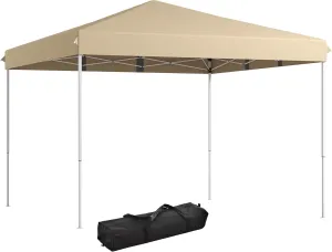 13' x 13' Pop Up Canopy Tent, Instant Sun Shelter, Tents for Parties, Height Adjustable, with Wheeled Carry Bag for Outdoor, Garden, Patio, Parties, Beige