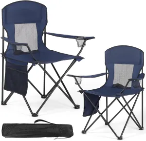 2 Pack Lightweight Camping Chairs, 300LBS Heavy-Duty Portable Folding Chairs with Carry Bag, Compact Design for Camping, Beach, Picnics, and Outdoor Event
