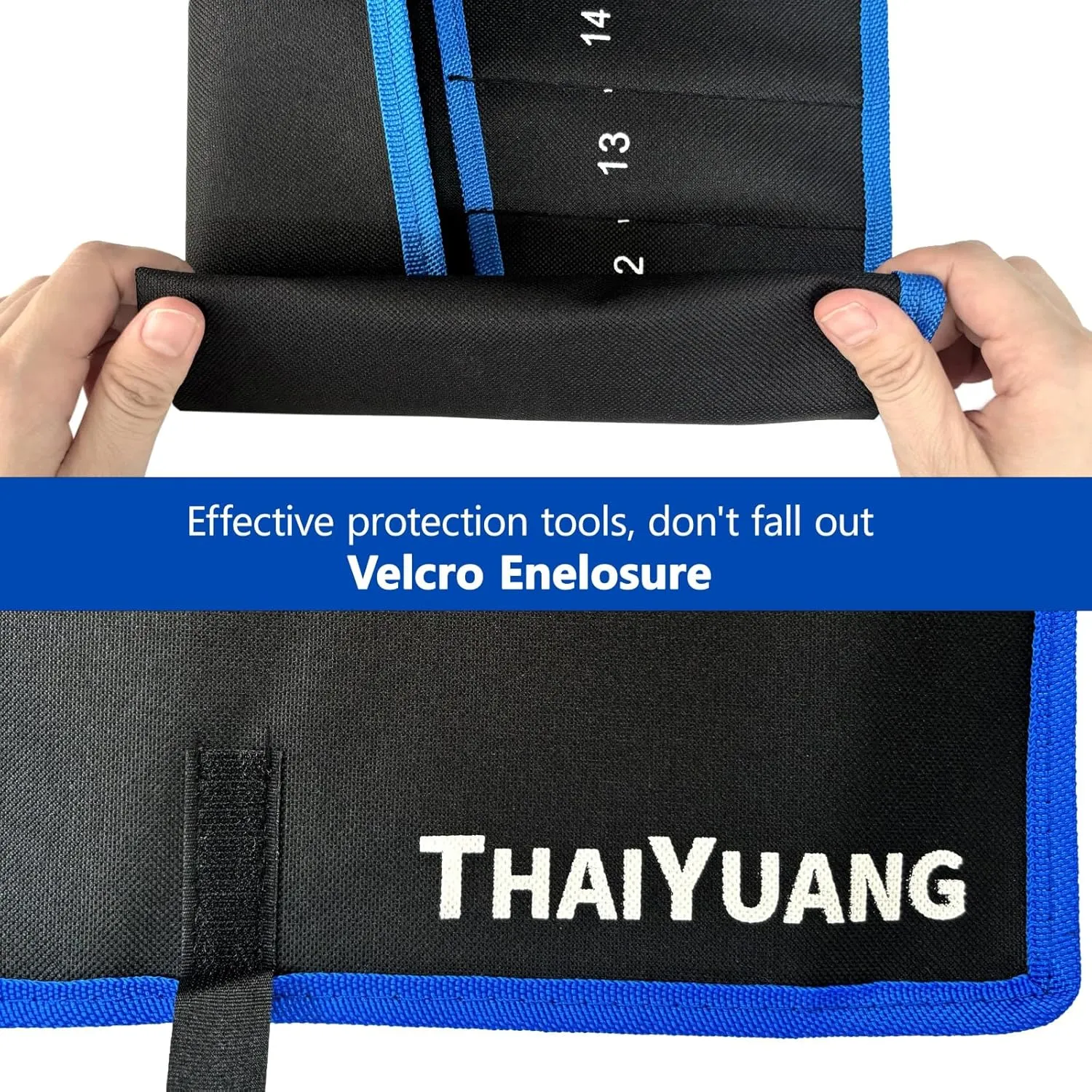 2-Pieces Wrench Roll Up Pouch, Heavy Duty Canvas Tool Wrench Organizer Bag 14pockets Metric  13pockets SAE (Only Pouch)
