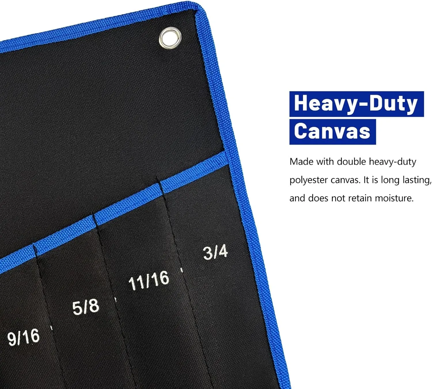 2-Pieces Wrench Roll Up Pouch, Heavy Duty Canvas Tool Wrench Organizer Bag 14pockets Metric  13pockets SAE (Only Pouch)