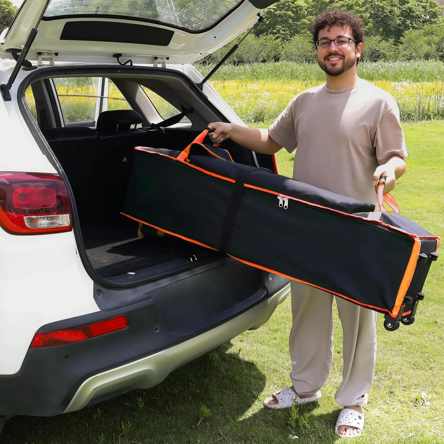 66"x10"x10" Tent Bag Replacement for 10x10 Pop Up Canopy Tent, Canopy Bag Replacement with Roller Wheels & Handles, 600D Oxford Fabric Pop Up Canopy Replacement Parts, Orange