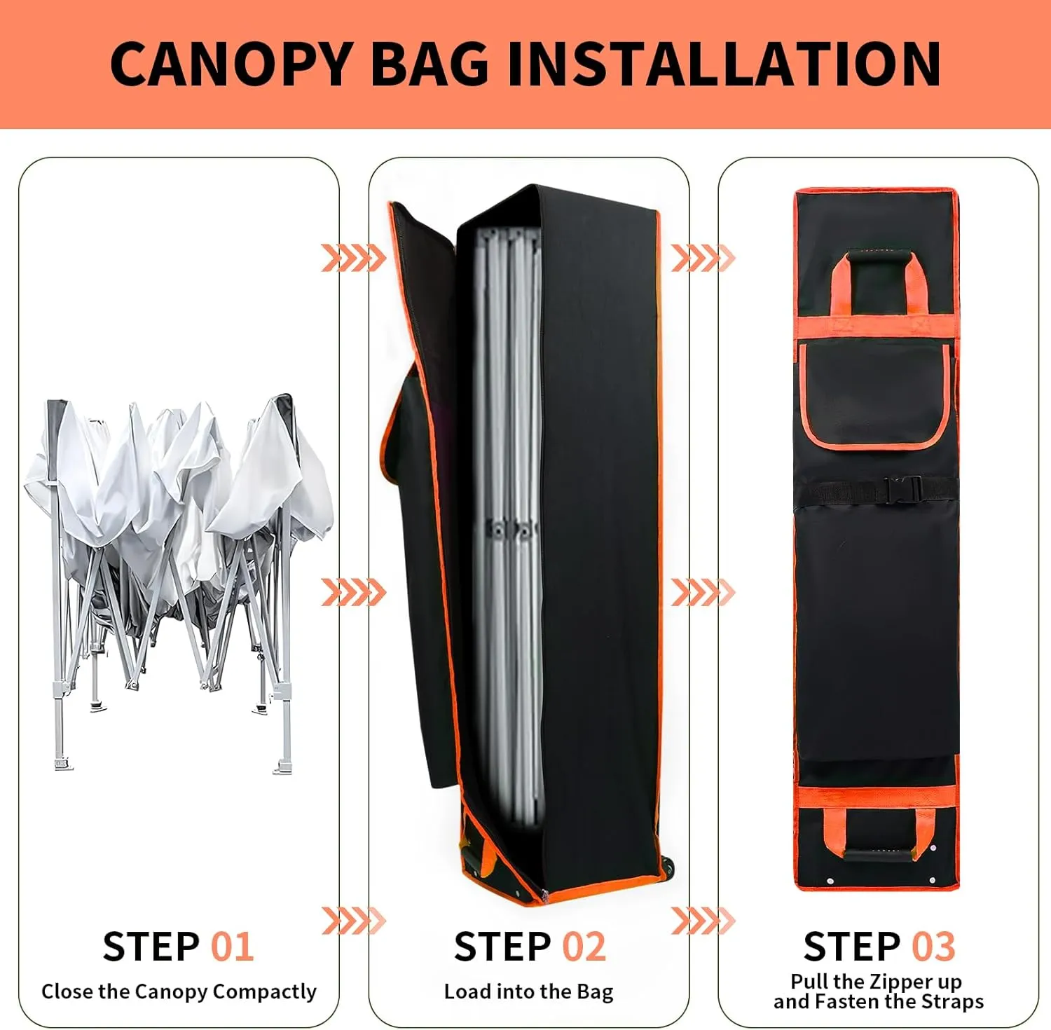 66"x10"x10" Tent Bag Replacement for 10x10 Pop Up Canopy Tent, Canopy Bag Replacement with Roller Wheels & Handles, 600D Oxford Fabric Pop Up Canopy Replacement Parts, Orange