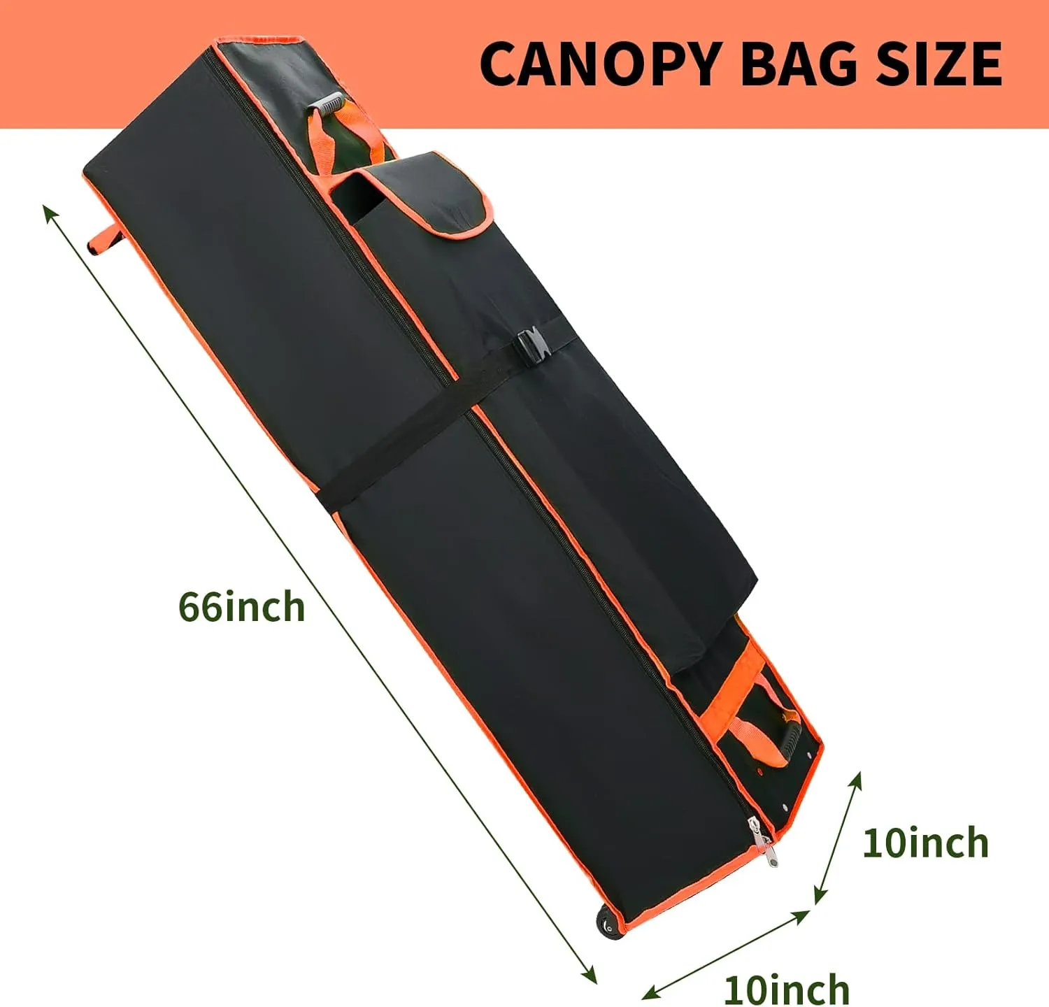 66"x10"x10" Tent Bag Replacement for 10x10 Pop Up Canopy Tent, Canopy Bag Replacement with Roller Wheels & Handles, 600D Oxford Fabric Pop Up Canopy Replacement Parts, Orange