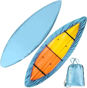 7.8-18ft Waterproof Kayak/Canoe Cover - Storage Dust Cover UV Protection Sunblock Shield for Fishing Boat/Canoe 7 Sizes [Choose Color] (Light Blue(Upgraded), Suitable for 9.3-10.5ft)
