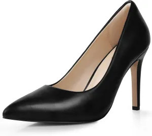 Ankis High Heel Women's Pumps, Black Sliver White Blue Heels Closed Toe, Pointed Toe 4in Stiletto Heel for Women, Comfy Memory Foam Pump Shoe, Party Wedding Work Classic Dressy Casual with Gel Insoles