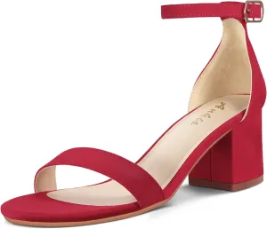 Ankis Nude Silver Black Heels Women's Open Toe Ankle Strap Block Chunky Low Heeled Sandal Comfortable Office Wedding Dress Pump Shoes Standard Size 2.25 Inches Heel Design