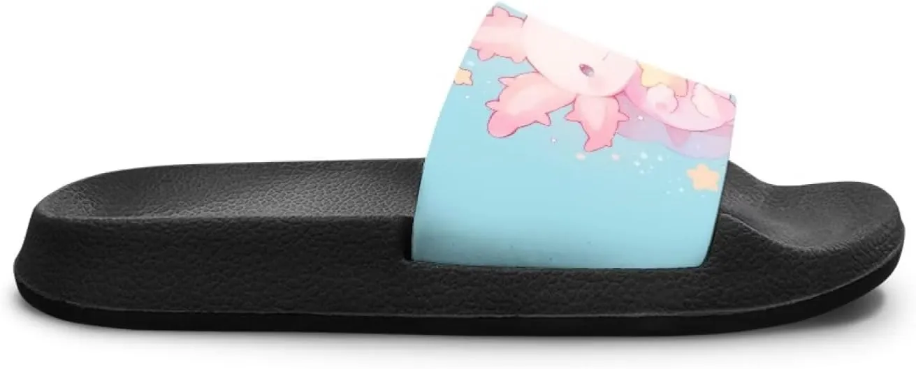 Axolotls Kids Sandals Summer Non Slip Open Toe Slippers for Boys Girls Cute Shower Beach Shoes Soft Footbed One Slide Sandal Lightweight Casual Outdoor Indoor Slipper