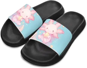 Axolotls Kids Sandals Summer Non Slip Open Toe Slippers for Boys Girls Cute Shower Beach Shoes Soft Footbed One Slide Sandal Lightweight Casual Outdoor Indoor Slipper
