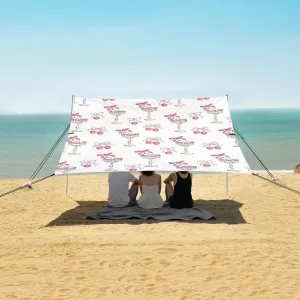 Beach Shade Tent with UPF50  UV Protection,Cocktails with Cherry Pattern Lightweight Camping Sun Shelter for Outdoor,Camping Trips, Fishing, Backyard,Picnics,Easy Set Up and Carry 9x10.5 FT