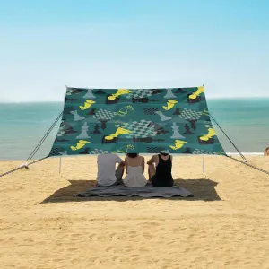 Beach Shade Tent with UPF50  UV Protection,Doodle Pattern with Chess Pieces Lightweight Camping Sun Shelter for Outdoor,Camping Trips, Fishing, Backyard,Picnics,Easy Set Up and Carry 9x10.5 FT