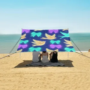 Beach Shade Tent with UPF50  UV Protection,Gleamy Bows Birds Lightweight Camping Sun Shelter for Outdoor,Camping Trips, Fishing, Backyard,Picnics,Easy Set Up and Carry 9x10.5 FT