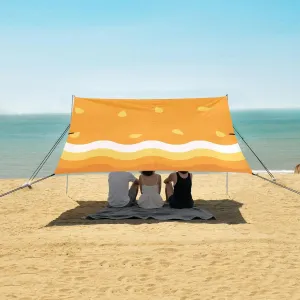 Beach Shade Tent with UPF50  UV Protection,Orange Watermelon Surface Lightweight Camping Sun Shelter for Outdoor,Camping Trips, Fishing, Backyard,Picnics,Easy Set Up and Carry 9x10.5 FT