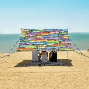 Beach Shade Tent with UPF50  UV Protection,Various Vibrant Fishing Lures Lightweight Camping Sun Shelter for Outdoor,Camping Trips, Fishing, Backyard,Picnics,Easy Set Up and Carry 9x10.5 FT