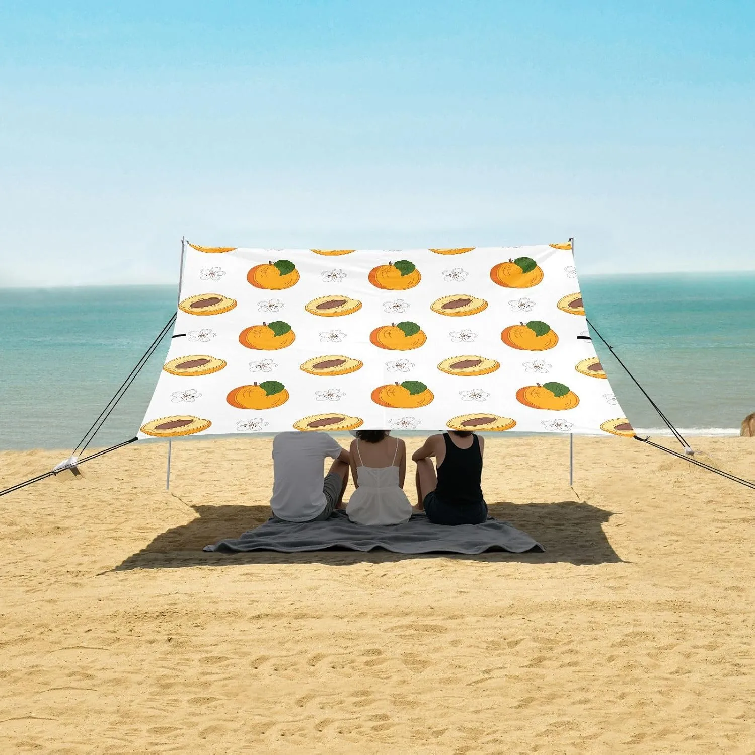 Beach Shade Tent with UPF50  UV Protection,Yellow Apricot Fruits Lightweight Camping Sun Shelter for Outdoor,Camping Trips, Fishing, Backyard,Picnics,Easy Set Up and Carry 9x10.5 FT
