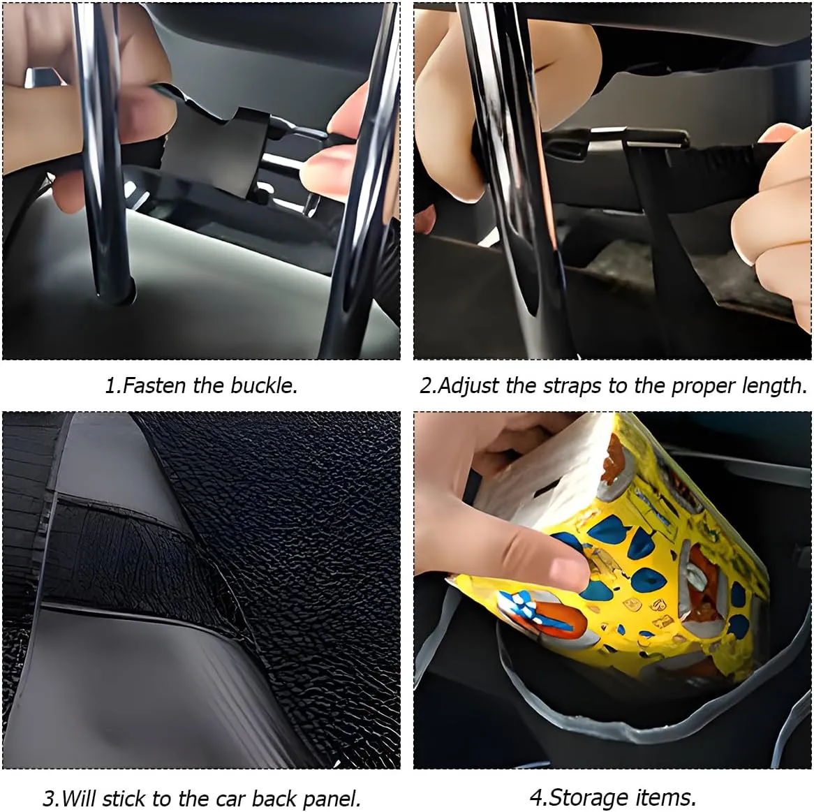 BELOMI Car Trunk Organizer, Auto Waterproof Sturdy Backseat Hanging Large Storage Collapsible Cargo Bag with Anti-Slip Adjustable Strip&4 Pockets, Vehicle Interior Accessories for Man Woman (Blue)