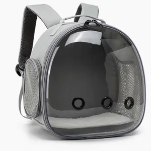 Bird Cage Parrot Outing Double Shoulder Breathable Bird Bag Transparent Backpack Bird Cage Travel Bag Pet Bird Cage(Gris)