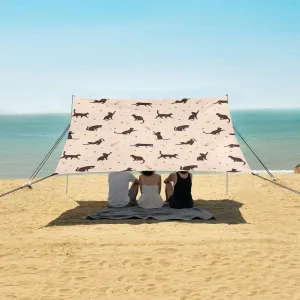 Black Cat Silhouette Among Stars Beach Camping Tent Sun Shelter for Whole Family, Beach Shade Canopy with UPF50  UV Protection,Easy Set Up and Carry,Outdoor Shade for Trips, Fishing, Backyard F