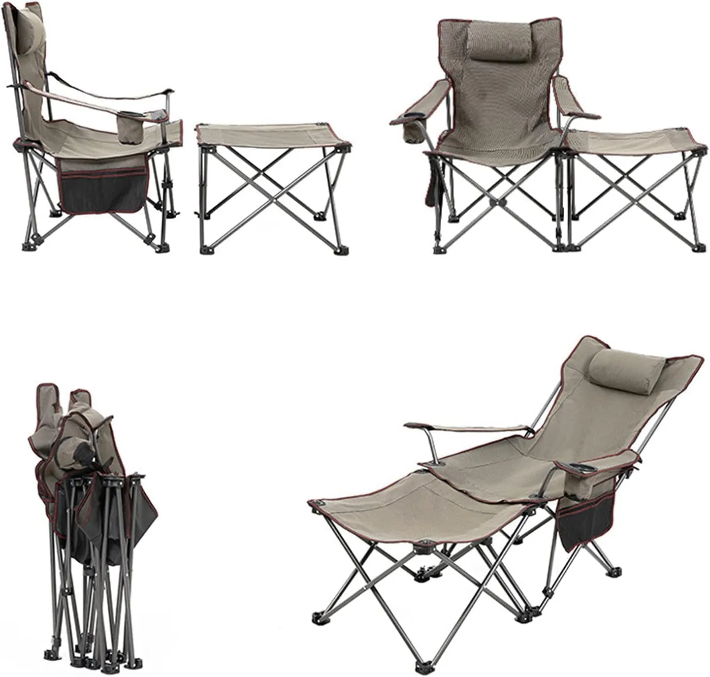 Camping Chair Outdoor Fishing 2 in 1 with Footrest, Recliner Folding Lounge Seat for Beach, Fishing, Picnics, Hiking Chairs for Outside Portable