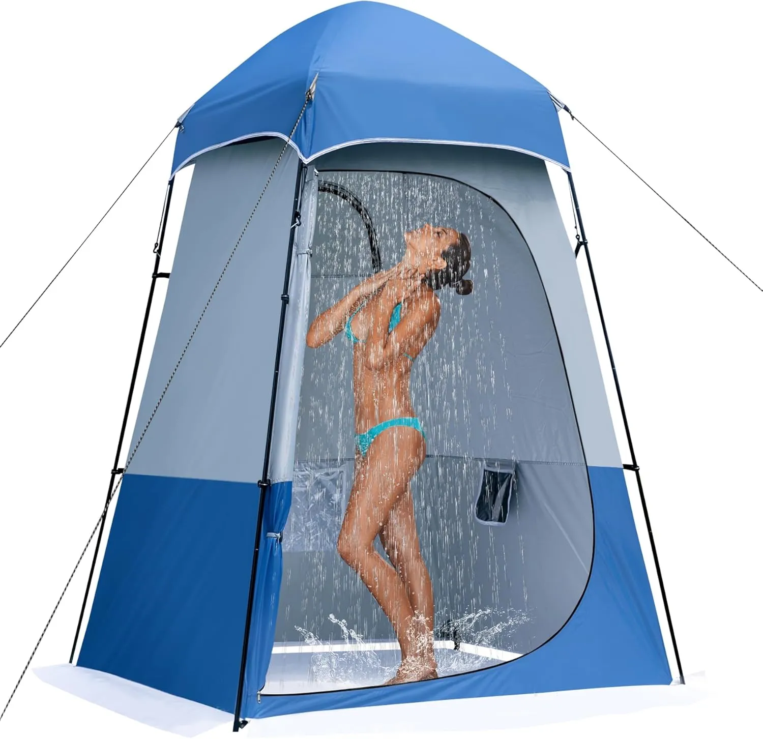 Camping Shower Tent, Oversize Pop Up Changing Tent, Portable Outdoor Bathroom Toilet Tent with Floor, Easy Set Up Privacy Shelter for Dressing, Hiking, Fishing, UPF50 
