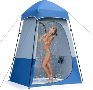 Camping Shower Tent, Oversize Pop Up Changing Tent, Portable Outdoor Bathroom Toilet Tent with Floor, Easy Set Up Privacy Shelter for Dressing, Hiking, Fishing, UPF50 