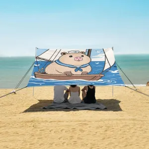 Capybara Sailor Seaman Beach Camping Tent Sun Shelter for Whole Family, Beach Shade Canopy with UPF50  UV Protection,Easy Set Up and Carry,Outdoor Shade for Trips, Fishing, Backyard Fun Picnics
