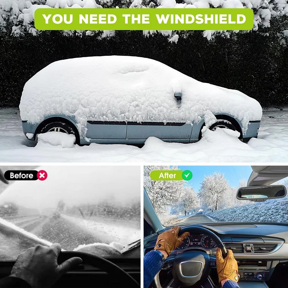 Car Windshield Snow Cover for Nissan Qashqai J10 Visia/Acenta/I Way/Tekna 2006-2013, Magnetic Anti-Snow Cover Winter Frost Shield with Side Mirror Covers Front Windshield Cover for Ice and Snow