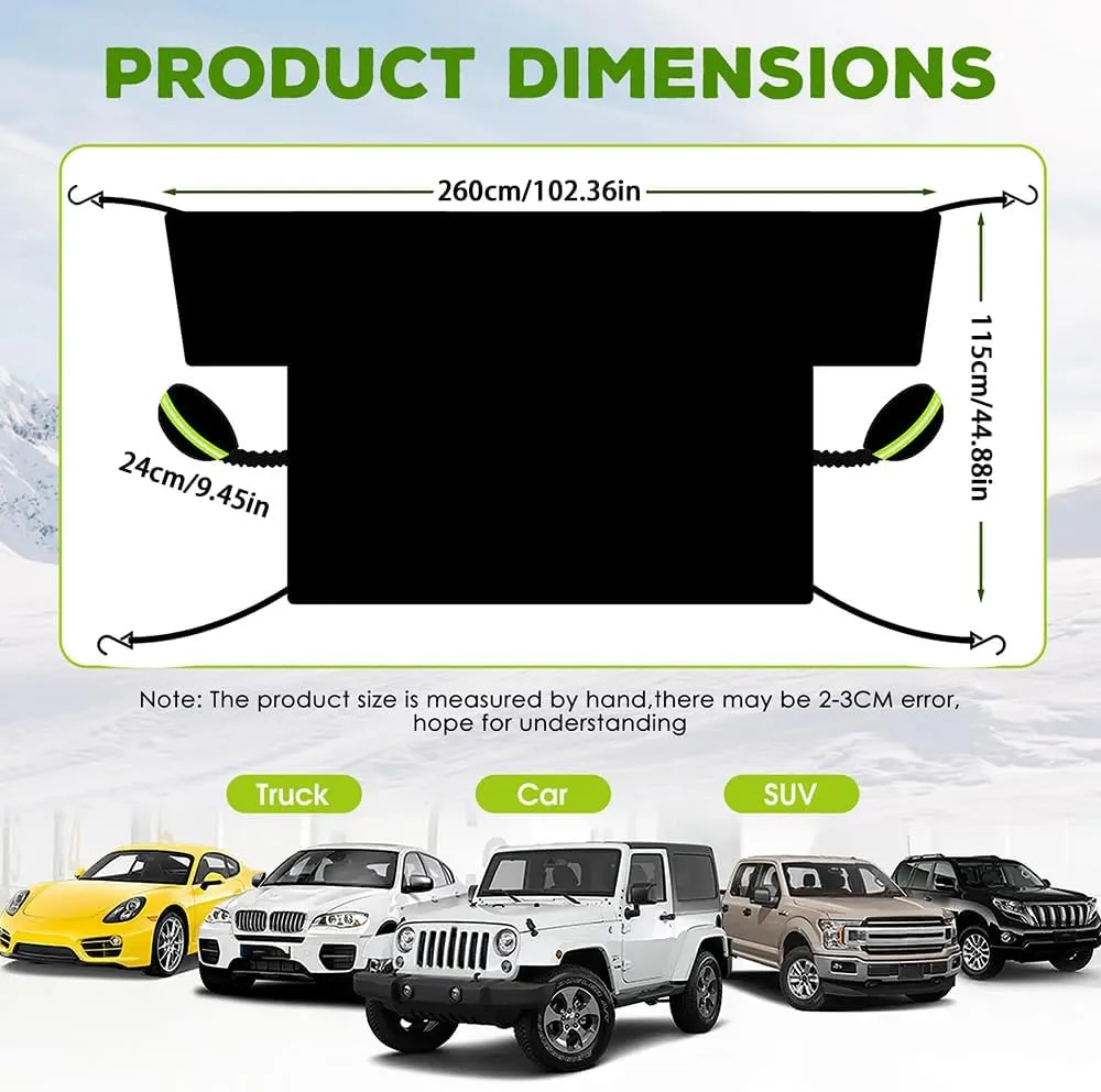 Car Windshield Snow Cover for Nissan Qashqai J10 Visia/Acenta/I Way/Tekna 2006-2013, Magnetic Anti-Snow Cover Winter Frost Shield with Side Mirror Covers Front Windshield Cover for Ice and Snow