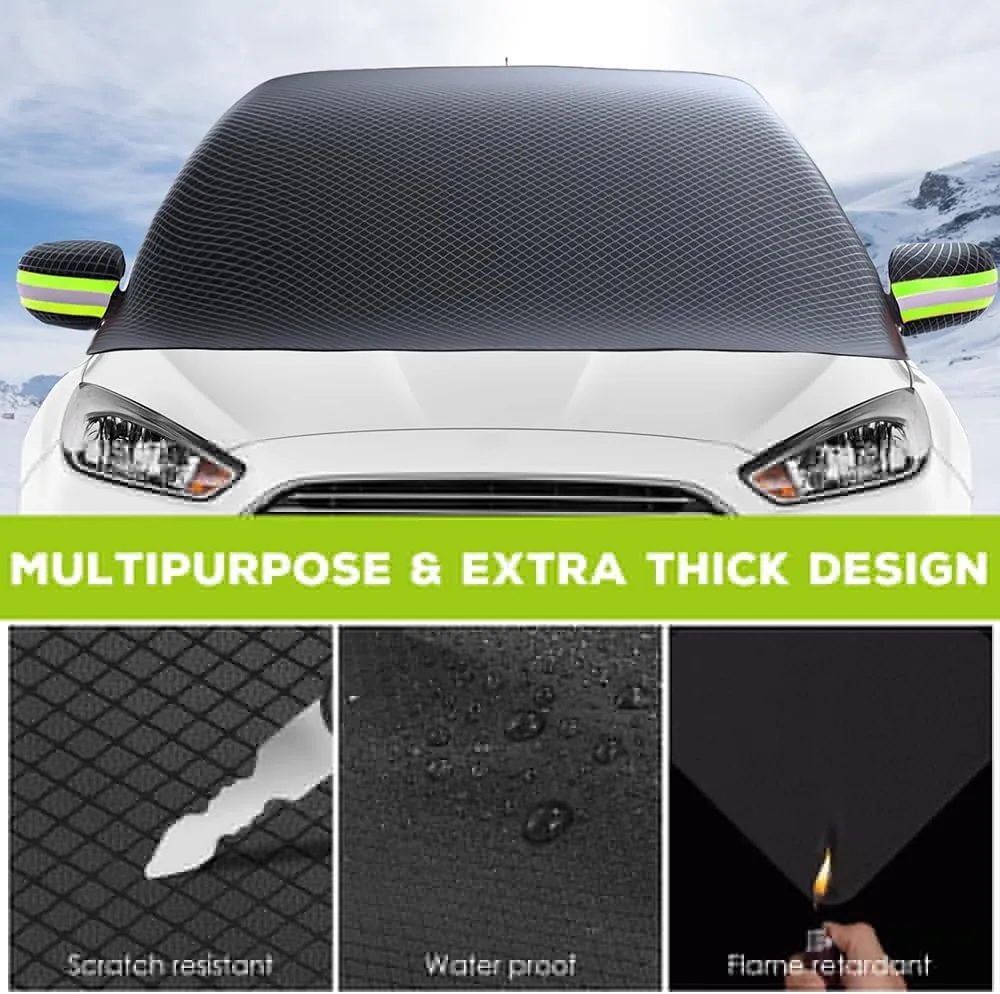 Car Windshield Snow Cover for Nissan Qashqai J10 Visia/Acenta/I Way/Tekna 2006-2013, Magnetic Anti-Snow Cover Winter Frost Shield with Side Mirror Covers Front Windshield Cover for Ice and Snow