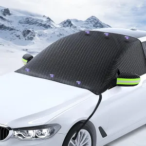 Car Windshield Snow Cover for Nissan Qashqai J10 Visia/Acenta/I Way/Tekna 2006-2013, Magnetic Anti-Snow Cover Winter Frost Shield with Side Mirror Covers Front Windshield Cover for Ice and Snow