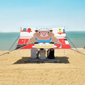Cartoon Capybara Baker Beach Camping Tent Sun Shelter for Whole Family, Beach Shade Canopy with UPF50  UV Protection,Easy Set Up and Carry,Outdoor Shade for Trips, Fishing, Backyard Fun Picnics