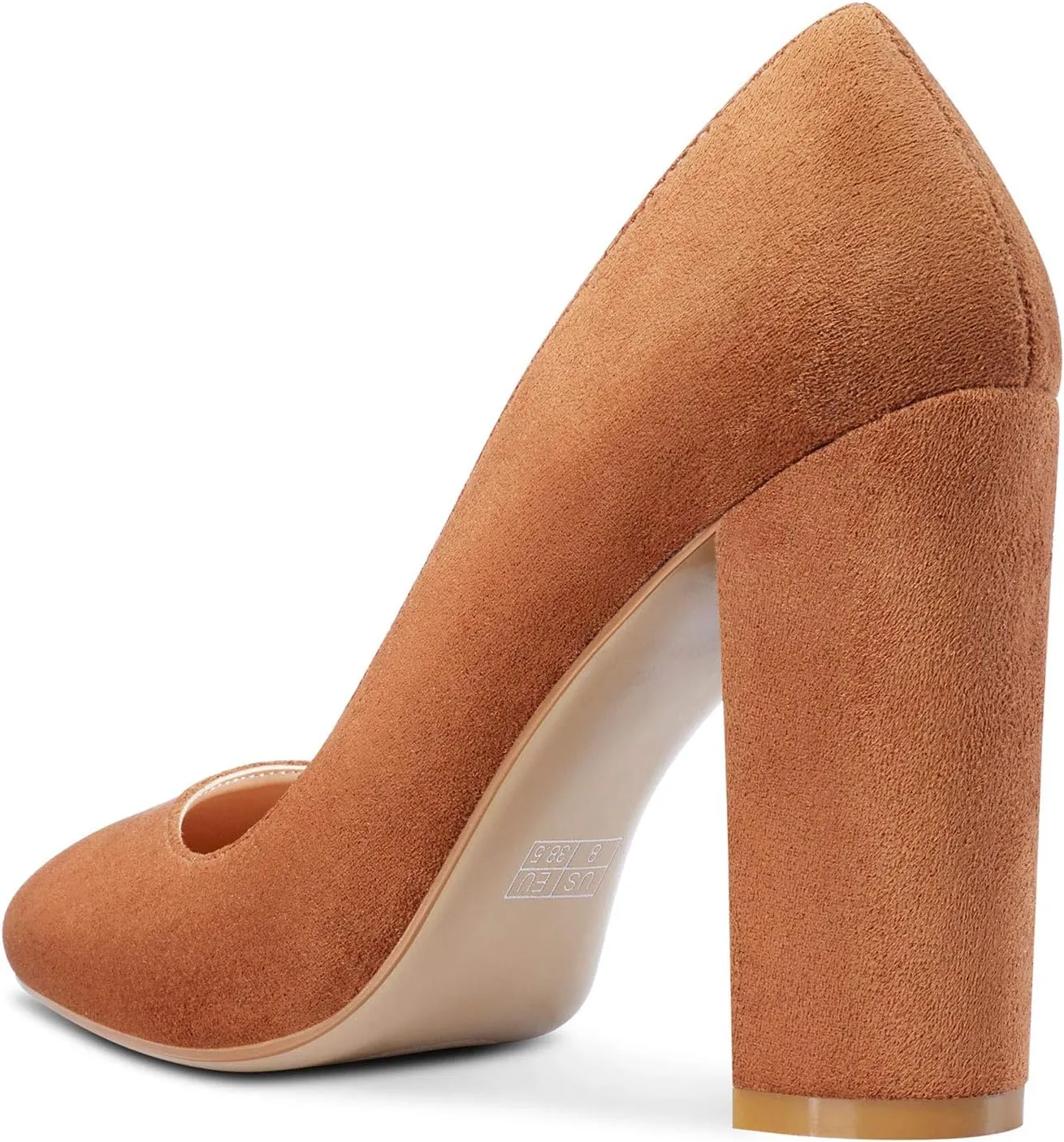 Castamere Women's High Block Heel Pumps Slip On Classic Round Toe Heels Wedding Party Dress Office Shoes 10CM