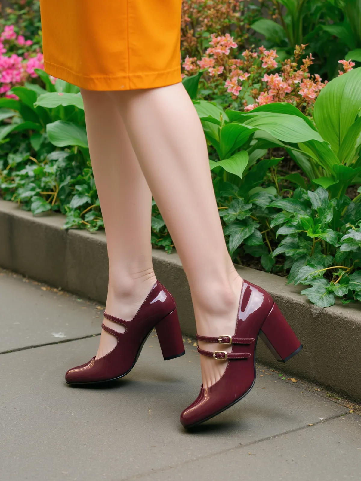 Chere Women's Block Heel Mary Jane Pumps