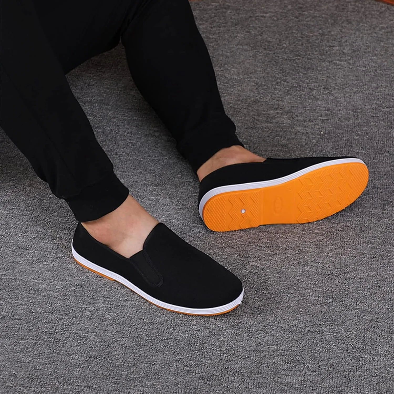 Chinese Traditional Kung Fu Martial Arts Shoes, Men's Old Beijing Cloth Tai Chi Slip On Canvas Shoes, Outdoor Fashion Breathable Rubber Beef Tendon Sole, for Tai Chi, Martial Arts, Leisure
