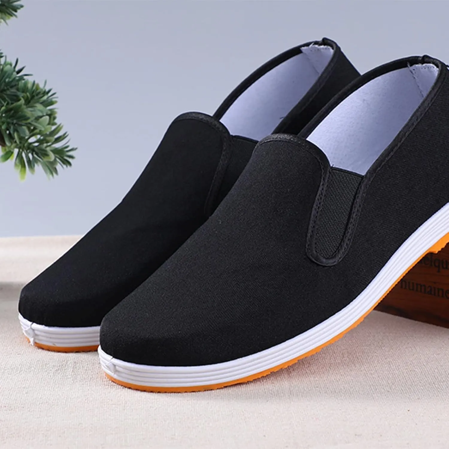 Chinese Traditional Kung Fu Martial Arts Shoes, Men's Old Beijing Cloth Tai Chi Slip On Canvas Shoes, Outdoor Fashion Breathable Rubber Beef Tendon Sole, for Tai Chi, Martial Arts, Leisure