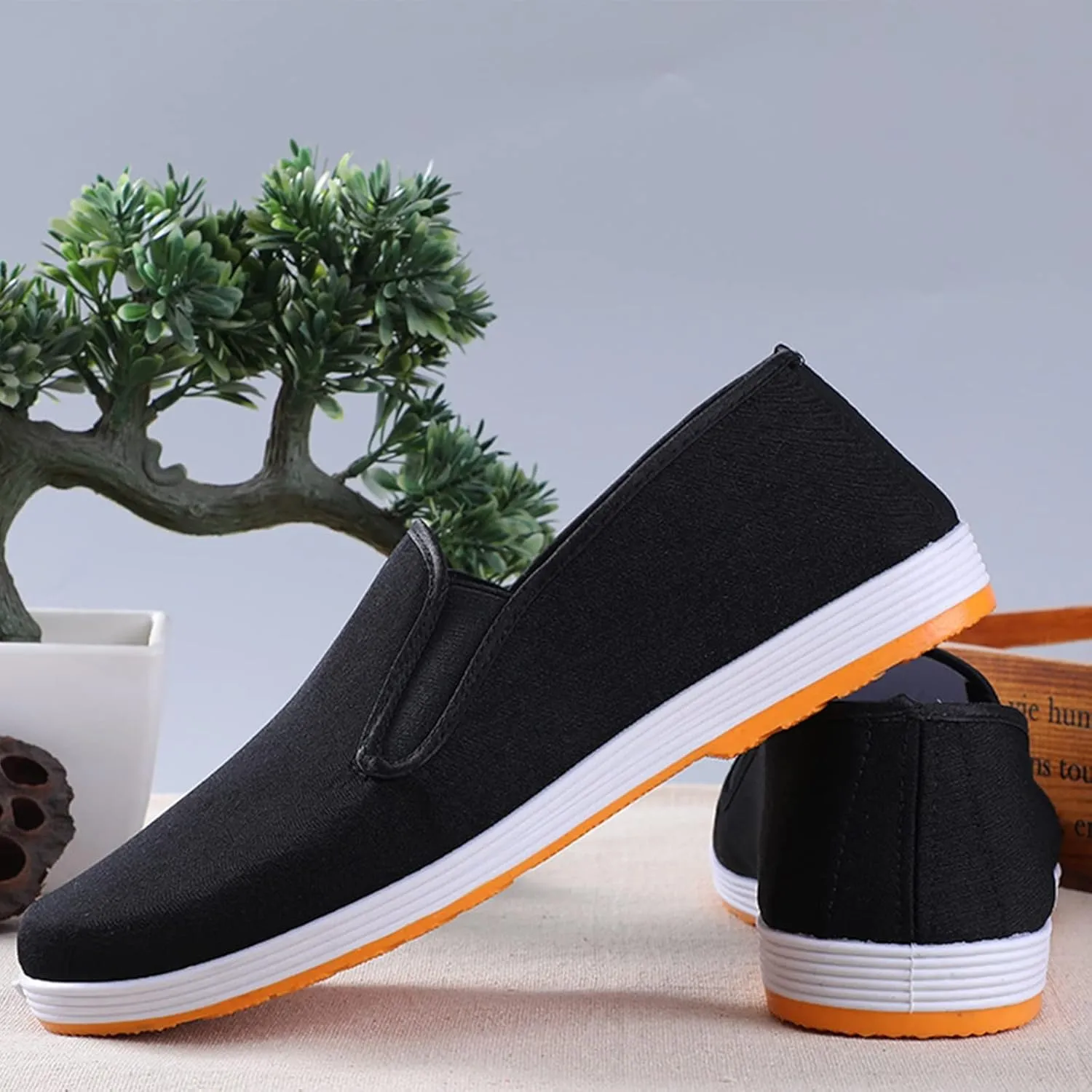 Chinese Traditional Kung Fu Martial Arts Shoes, Men's Old Beijing Cloth Tai Chi Slip On Canvas Shoes, Outdoor Fashion Breathable Rubber Beef Tendon Sole, for Tai Chi, Martial Arts, Leisure