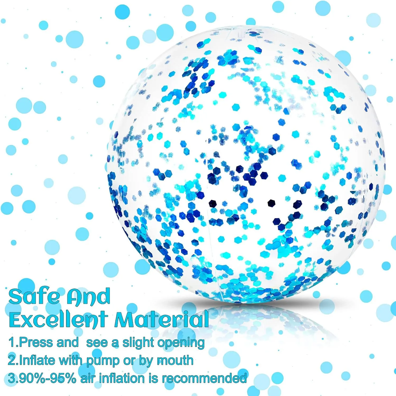 Civaner 10 Pieces Inflatable Beach Balls 16 Inch Glitter Summer Swimming Pool Balls Wedding Outdoor Decor Ornaments Floatable Confetti Decoration for Beach Xmas Party Favor(Blue,Glitter)