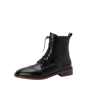 [Clearance]Vintage British Style Lace Up Brogue Oxford Boots 40