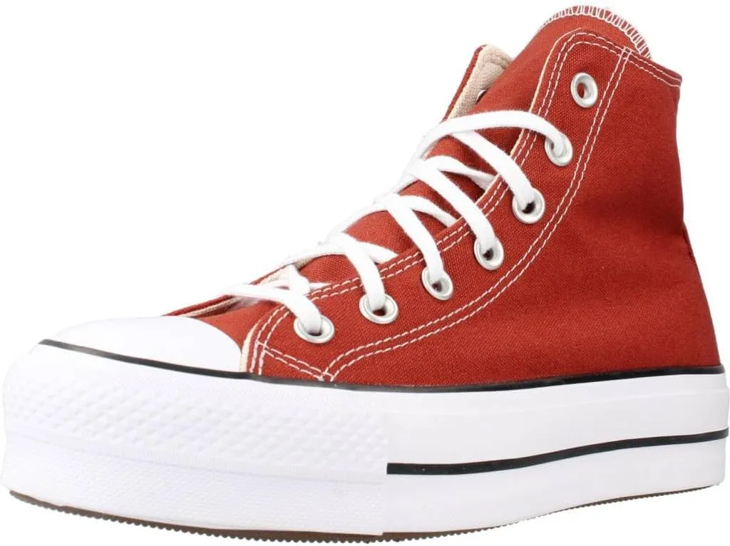 Converse Women's Chuck Taylor All Star Lift Platform Seasonal Colour Trainers, Ritual Red White Black, 9.5 CA