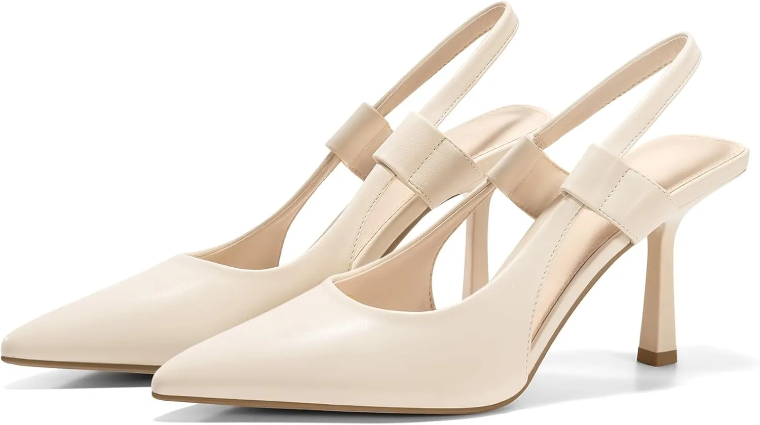 Coutgo Womens Slingback Heels Pumps Closed Pointed Toe Slip-on Kitten Heels Sandals Party Prom Dress Pump Shoes