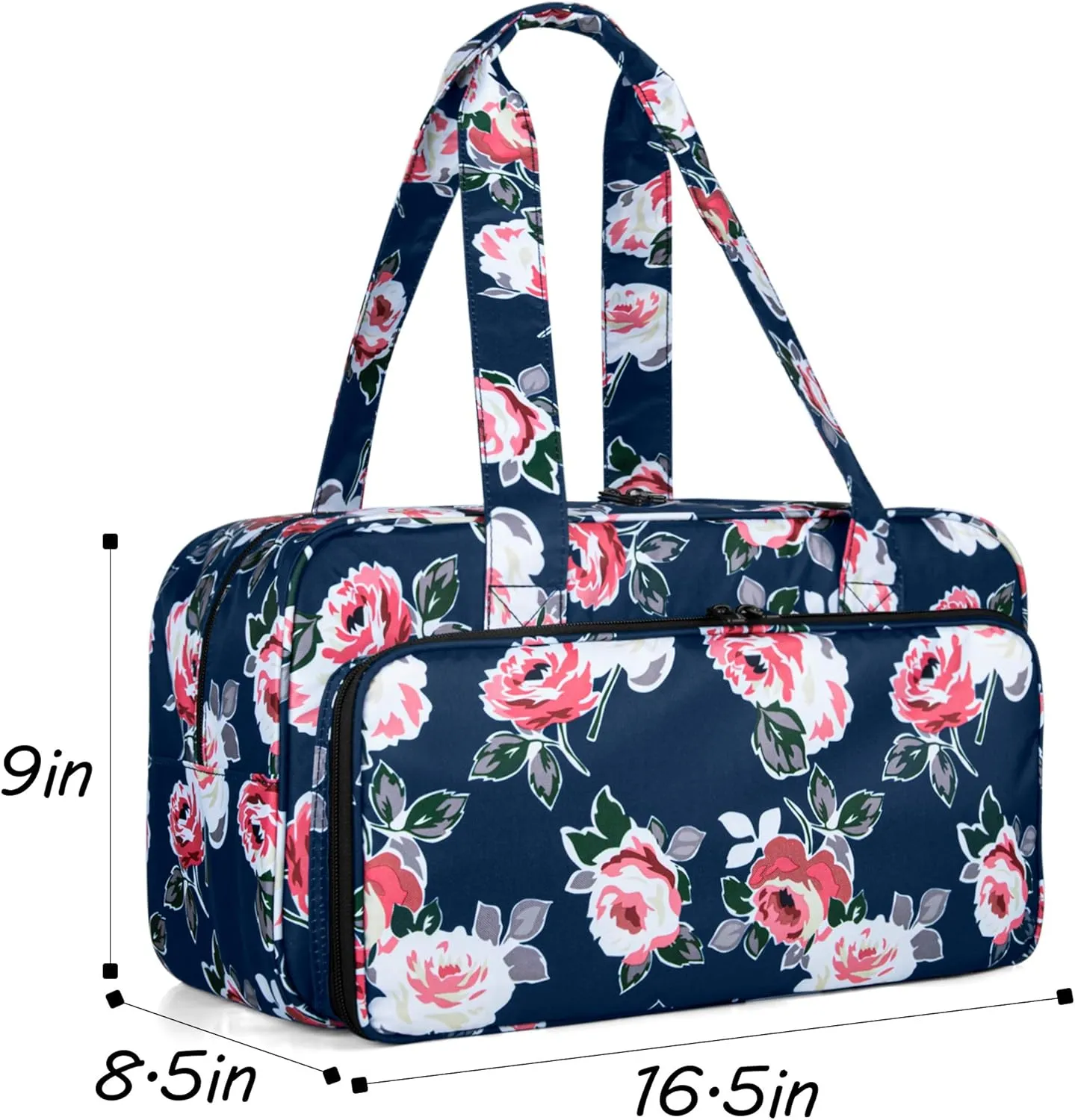 CURMIO Yarn Storage Bag, Knitting Tote Bag For Crochet Hooks, Knitting Project and Accessories, Ideal for Crochet Beginners and Knitting Lovers, Bag Only, Blue Flower