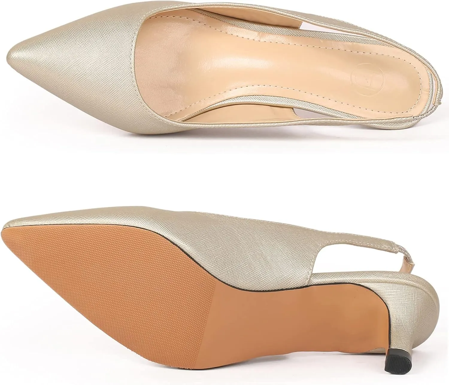 DADAWEN Women's Pointed Toe Slingback Kitten Heel Wedding Party Dress Pump Shoes