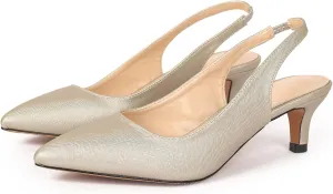 DADAWEN Women's Pointed Toe Slingback Kitten Heel Wedding Party Dress Pump Shoes