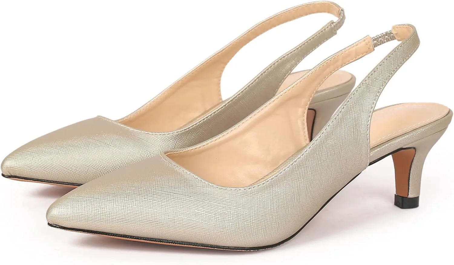 DADAWEN Women's Pointed Toe Slingback Kitten Heel Wedding Party Dress Pump Shoes