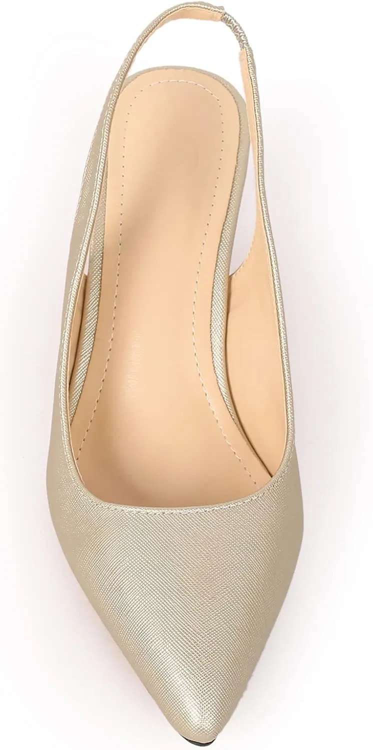 DADAWEN Women's Pointed Toe Slingback Kitten Heel Wedding Party Dress Pump Shoes